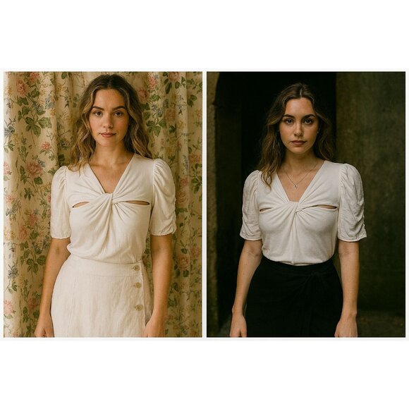 Walter Baker Women’s M Romantic Core Cutout Trend Puff Sleeve Old Money Whimsygo - Picture 2 of 11